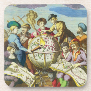 Dessous-de-verre Explorateurs vintage avec carte du globe antique, 