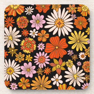 Dessous-de-verre Explosion Florale Vintage – Fleur Rétro Colorée