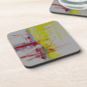 Dessous-de-verre Expressionniste Abstrait gris rouge jaune (Côté gauche)