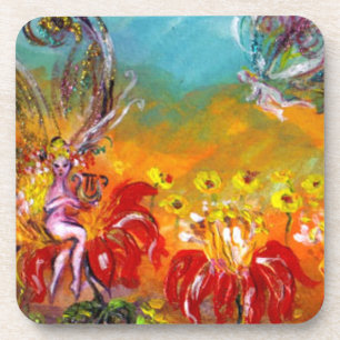 Dessous-de-verre FAIRY OF THE RED FLOWERS Floral Imaginaire