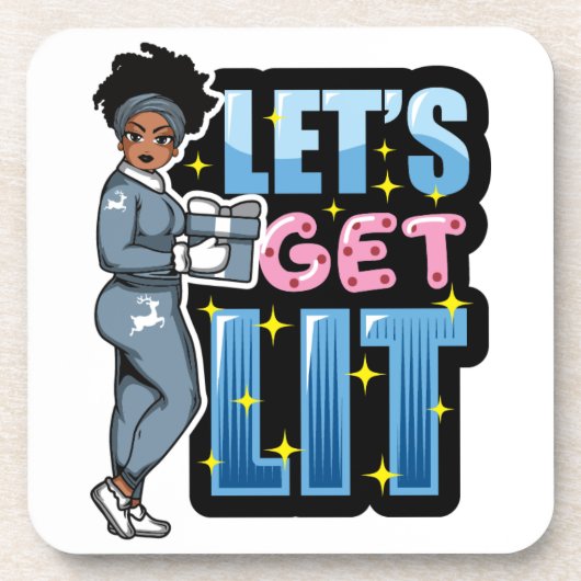 Dessous-de-verre Faisons des femmes noires illuminées Noël en buvan (Devant)