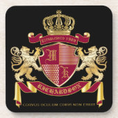 Dessous-de-verre Faites votre propre blason Bleu or Lion Emblem (Devant)
