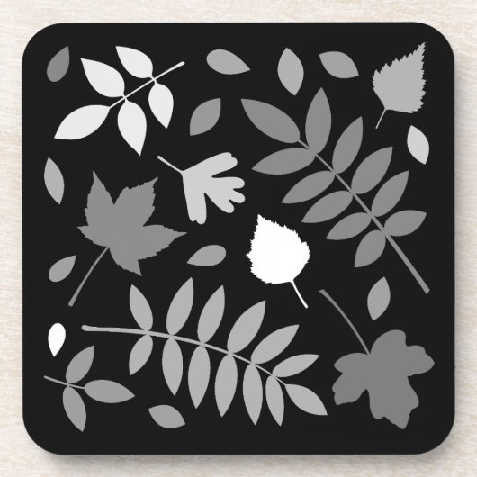 Dessous-de-verre Fallen Feuille Design Gris Blanc Noir (Devant)