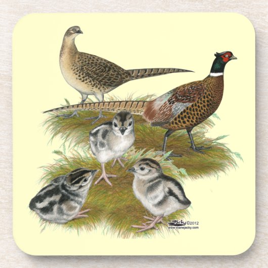 Dessous-de-verre Famille de faisans à collier (Devant)