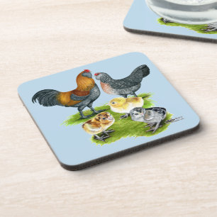 Dessous-de-verre Famille de poulets Ameraucana