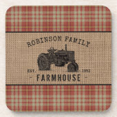 Dessous-de-verre Family Farmhouse Rustic Tractor Red Plaid (Devant)