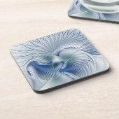 Dessous-de-verre Fantaisie dynamique Abstrait Tons bleus Art fracta (Côté gauche)