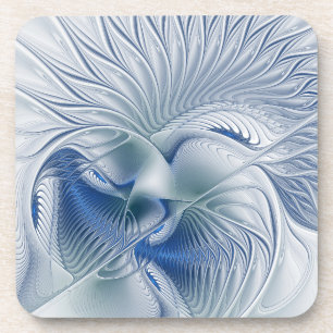 Dessous-de-verre Fantaisie dynamique Abstrait Tons bleus Art fracta