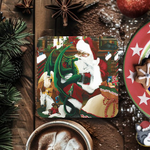 Dessous-de-verre Fantastique Père Noël Dragon Noël Magique Cosy