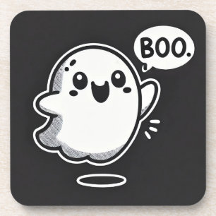 Dessous-de-verre Fantôme de dessin animé mignon disant Boo
