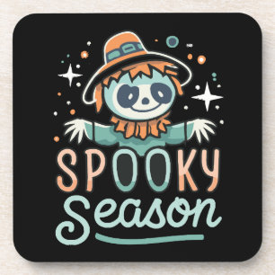 Dessous-de-verre fantôme drôle avec des chapeaux, saison effrayante