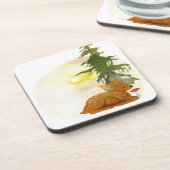 Dessous-de-verre Faon de forêt à l'aquarelle (Côté gauche)