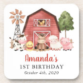 Dessous-de-verre Farm Animals, Cute Animals, Barn, First Birthday (Devant)