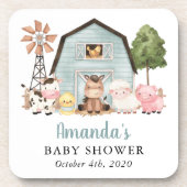 Dessous-de-verre Farm Animals, Cute Animals, Blue Barn, Baby Shower (Devant)