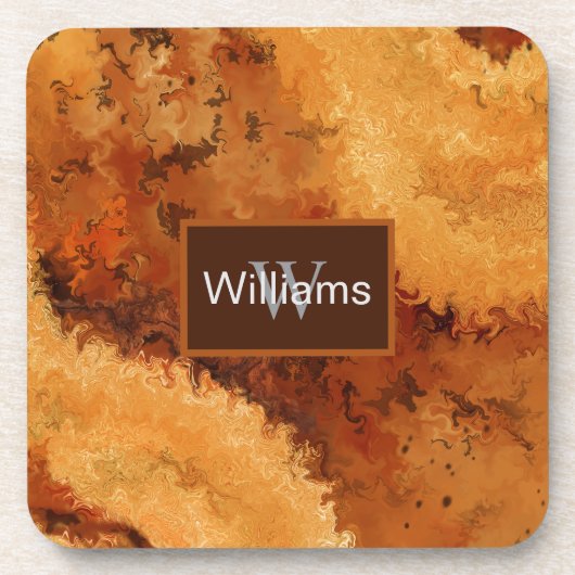 Dessous-de-verre Faux Burled Walnut Monogrammed  (Devant)