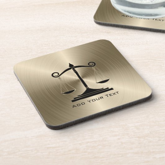 Dessous-de-verre Faux Gold Metallic avec échelles de justice (Côté gauche)