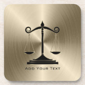 Dessous-de-verre Faux Gold Metallic avec échelles de justice (Devant)