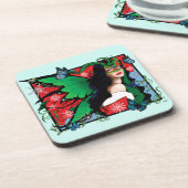 Dessous-de-verre Fée Solstice Rouge Vert Noël (Côté gauche)