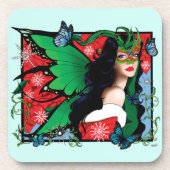 Dessous-de-verre Fée Solstice Rouge Vert Noël (Devant)