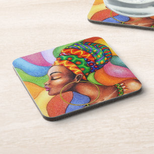 Dessous-de-verre Femme africaine avec cire tissu traditionnel