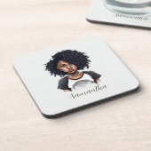 Dessous-de-verre Femme afro chic et classique (Côté gauche)