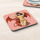 Dessous-de-verre femme avec diable (Côté gauche)