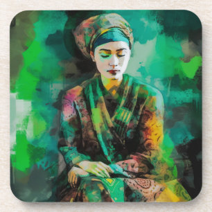 Dessous-de-verre Femme en vert