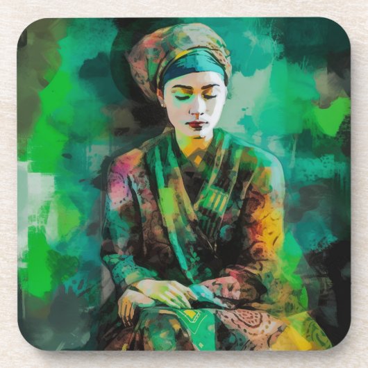 Dessous-de-verre Femme en vert (Devant)
