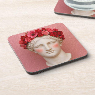 Dessous de verre femme florale antique grecque.
