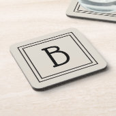 Dessous-de-verre Ferme moderne Monogramme Tan & Noir Initiale (Côté gauche)