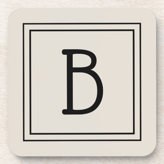 Dessous-de-verre Ferme moderne Monogramme Tan & Noir Initiale (Devant)