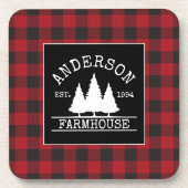 Dessous-de-verre Ferme Red Buffalo Plaid Nom de famille (Devant)