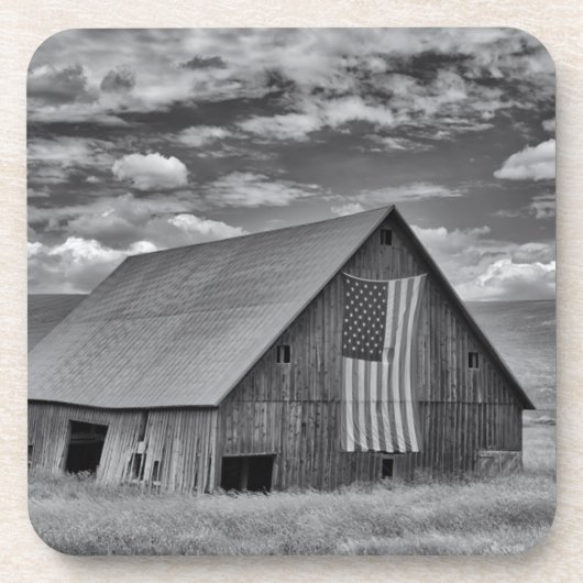 Dessous-de-verre Fermes | BW American Flag Barn Scene (Devant)