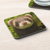Dessous-de-verre Ferret pour animaux dans l'herbe (Côté gauche)