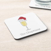 Dessous-de-verre Festive de champagne de Noël Santa Hat (Côté gauche)