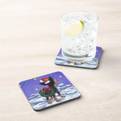 Dessous-de-verre Festive de nuit étoilée Chihuhua à Santa Hat (Côté Droit)