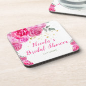 Dessous-de-verre Fête de Mariage Fleurie Rose Chaud (Côté gauche)