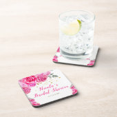 Dessous-de-verre Fête de Mariage Florale Rose Chaud (Côté Droit)