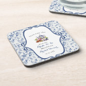 Dessous-de-verre Fête de mariage sur le thème Toile de Jouy Bleue (Côté gauche)