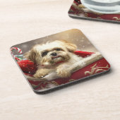 Dessous-de-verre Fête de Noël de Chien Malti Tzu (Côté gauche)
