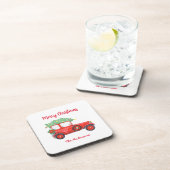 Dessous-de-verre Fête de Noël du camion rouge de Noël (Côté Droit)