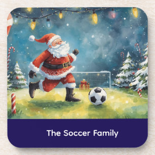 Dessous-de-verre Fête de Noël du football du Père Noël