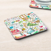 Dessous-de-verre fête du doodé du nouvel an (Côté gauche)