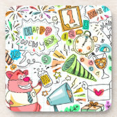 Dessous-de-verre fête du doodé du nouvel an (Devant)