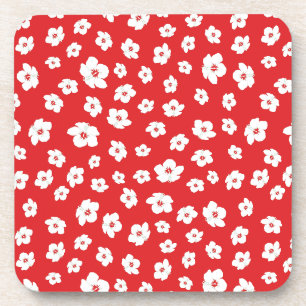 Dessous-de-verre Fête Noël Rouge Blanc Hibiscus Fleur