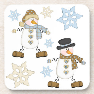 Dessous-de-verre Fêtes de Snowman et de Snowflake