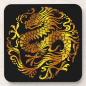 Dessous-de-verre Feu Doré : Gravure d'un Dragon (Devant)