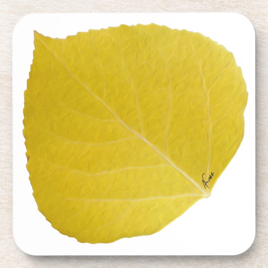 Dessous-de-verre Feuille d'Aspen jaune #5 (Devant)