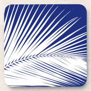 Dessous-de-verre Feuille de palme - bleu marine et blanc