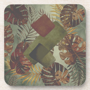 Dessous-de-verre Feuille de palmier monstera tropical rétro été 70'